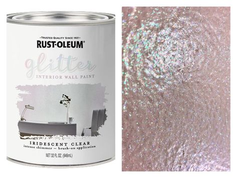 Glitter Paint! Rust-Oleum Interior Glitter Paint creates a subtle to intense luster to interior walls. We experimented with mixing glitter paint and layering over interior wall paint. #glitterpaint #walls #unicornfinish Rustoleum Glitter Paint Wall, Bedroom Paint Ideas Accent Wall, Glitter Ceiling, Glitter Accent Wall, Bedroom Paint Ideas, Glitter Paint For Walls, Glitter Room, Quotes Pink, Diy Wand