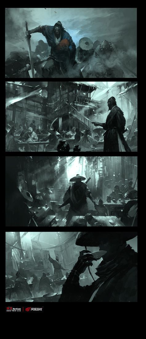 ArtStation - wushuang 2, Wenjun Lin Storyboard Illustration, Visual Development, 판타지 아트, Environment Concept Art, Chiaroscuro, Art Tutorial, Environmental Art, Comic Books Art, 그림 그리기