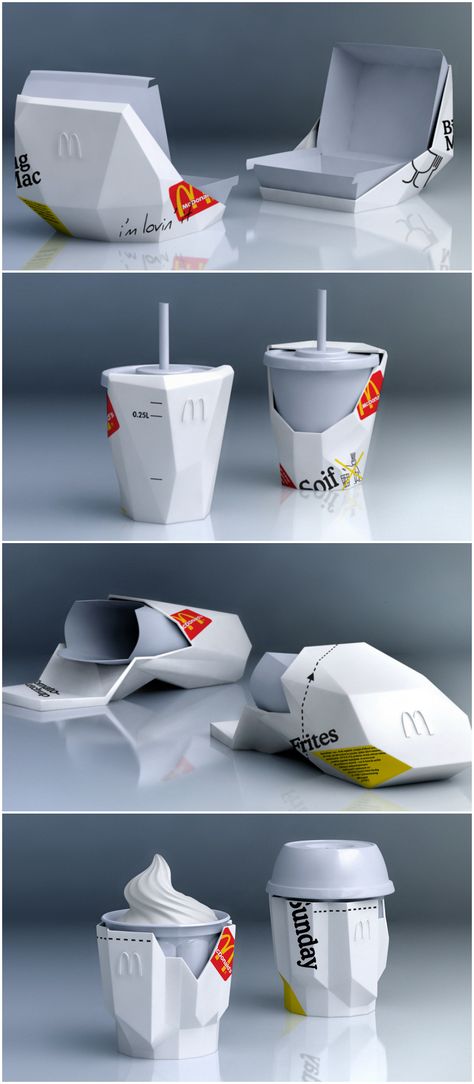 Futuristic Food Packaging, Mcdonalds Packaging, Fast Food Packaging Design, Reusable Packaging Design, Creative Food Packaging, Sustainable Packaging Design, Fast Food Packaging, Burger Packaging, Secondary Packaging