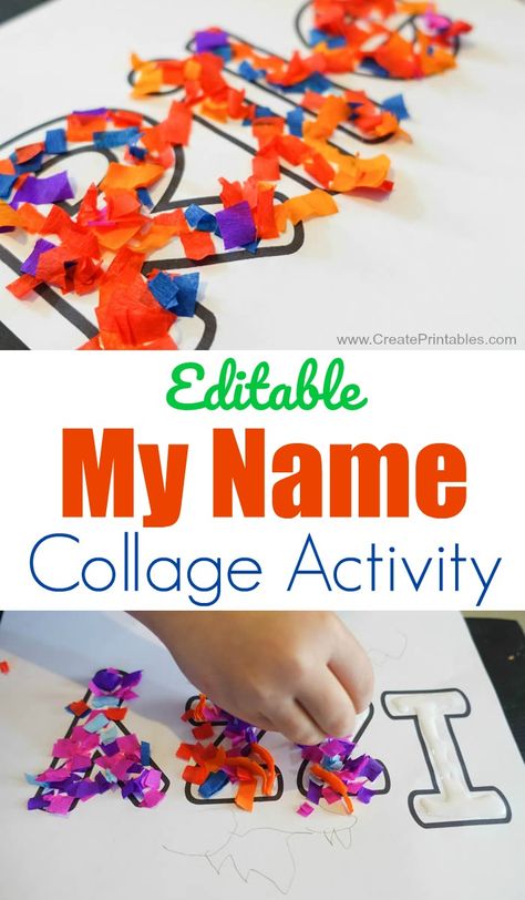 Preschool Name Crafts, Preschool Name Recognition, Collage Activity, Name Collage, Welcome To Preschool, Name Activities Preschool, First Grade Parade, Preschool Names, All About Me Preschool