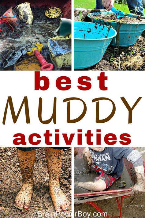 Here are the very best muddy activities ever! From simple mud play to a whole mud day you will find a wonderful selection of fun muddy ideas. Mud Play Ideas, Mud Play, Tj Wrangler, Outside Activities, Activities For Boys, Outdoor Education, Activities For Children, Outdoor Classroom, Outdoor Activities For Kids