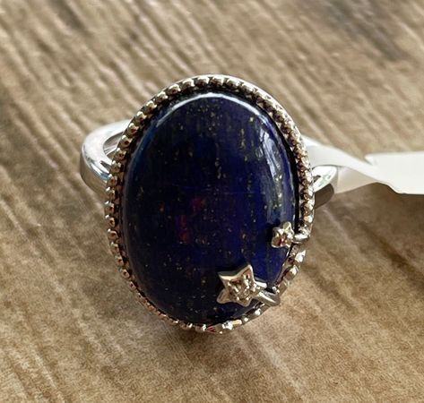 Star Theme, Ultrasonic Cleaners, Celestial Blue, Blue Lapis Lazuli, Moon Ring, Blue Lapis, Oval Cabochon, White Diamond, Lapis Lazuli