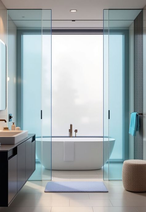 futuristic bathroom ideas Bathroom Privacy Window Ideas, Frosted Bathroom Window, Bathroom Window Privacy, Self Cleaning Toilet, Futuristic Bathroom, Smart Glass, Window Privacy, Bathroom Windows, Glass Bathroom