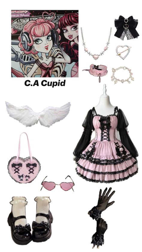 Series: Monster High Character: C.A Cupid Monster High Aesthetic Outfit, Monster High Halloween Costumes, Monster High Halloween, Monster High Cosplay, Monster High Costume, Monster High Birthday Party, Red Aesthetic Grunge, Monster High Clothes, Pretty Halloween Costumes