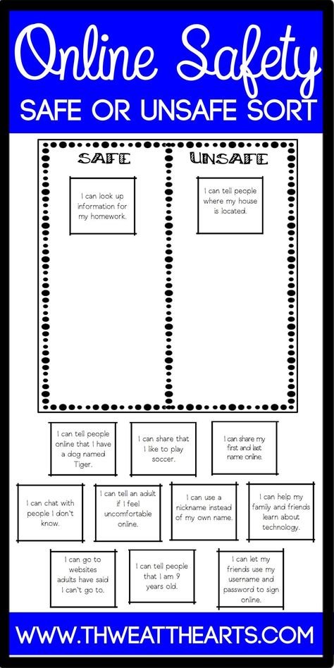 Internet Safety Worksheet, Internet Safety Lessons, Internet Safety Activities, Safety Worksheets, Social Media Safety, Internet Safety For Kids, Digital Safety, Computer Lessons, Safe Internet