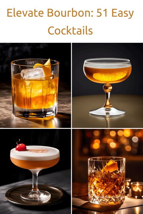 Uncover 51 bourbon cocktail recipes you can whip up in minutes, from classic Old Fashioned to refreshing Horse's Neck, and more. Perfect variety for any whiskey lover! Woodford Reserve Cocktails, Whiskey Old Fashioned, Bourbon Sour, Bourbon Cocktail Recipe, Classic Old Fashioned, Bourbon Cream, Boulevardier, Horse's Neck, Bourbon Cocktail