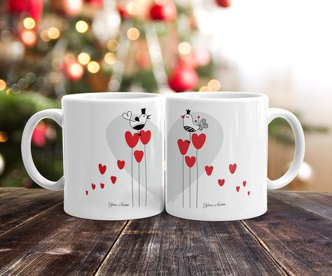 Engagement Mugs, Mug Print, Positive Gift, Couple Mugs, Mugs Coffee, Anniversary Dates, Matching Couple, Cute Cups, Print Style