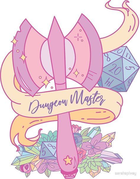 Dungeon Master by sarahspivey Kawaii Dungeons And Dragons, Dungeons And Dragons Illustration, Dnd Store, Dungeon Master Art, Dnd Sheet, Dnd Stickers, Barbarian Dnd, Gamer Aesthetic, Dice Goblin