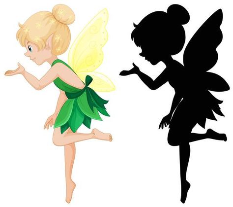 Feather Art Drawing, Fairy Tale Crafts, Fairies Flying, Colouring Pics, Green Costumes, Fairy Silhouette, Fairy Lanterns, Rainbow Fairies, Vector Art Design