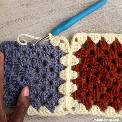 Attach As You Go Granny Square, Continuous Join As You Go Granny Square, How To Join Granny Squares Step By Step, Granny Squares Tutorial, Granny Square Stocking, Joining Granny Squares, Crocheted Squares, Crochet Throw Pattern, Granny Square Crochet Patterns Free