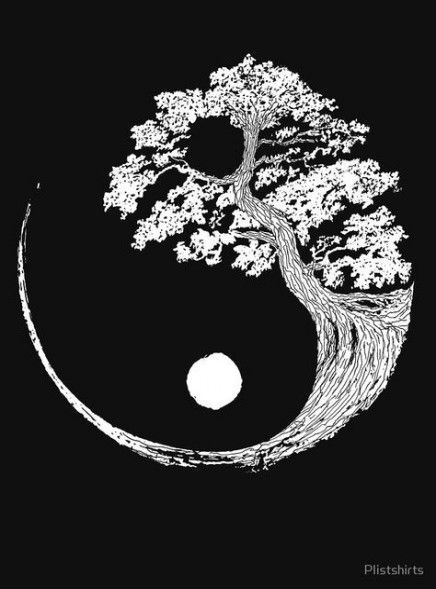 Yin Yang Tree of Life Ikigai Tattoo, Bonsai Tree Tattoos, Love Symbol Tattoos, Tree Tattoo Men, Ying Yang Tattoo, Tree Tshirt, Yin Yang Designs, Yin Yang Art, Yin Yang Tattoos