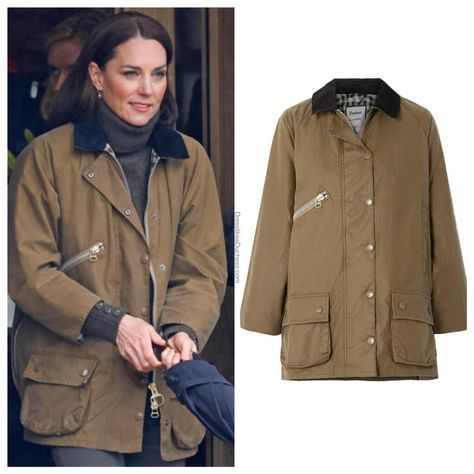 Barbour Jacket Street Style, Barbour Acorn Wax Jacket, Kate Middleton Barbour Jacket, Barbour Coat Women Outfit, Waxed Jacket Outfit Womens, Kate Middleton Barbour, Women’s Barbour Jacket Outfit, Wax Coat Outfit, English Preppy Style