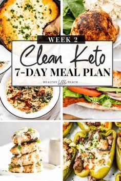 Clean Keto Meal Plan-Week 2 - Healthy Little Peach Clean Meals, Day Meal Plan, Clean Keto, Easy Keto Meal Plan, Keto Lasagna, 7 Day Meal Plan, Keto Pancakes, Diet Breakfast Recipes, Ketogenic Diet Meal Plan