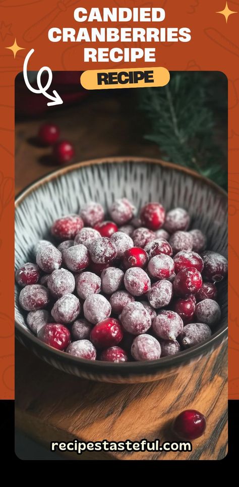 These Candied Cranberries are the perfect balance of sweet and tart, with a refreshing citrus twist. Soaked in orange juice and coated in powdered sugar, they make an irresistible treat or garnish for your holiday desserts and drinks. Whether served as a snack or used as a festive decoration, these cranberry delights are sure to impress! #CandiedCranberries #HolidayTreats #ChristmasDesserts #FestiveSnacks #Cranberries #CitrusTreats #Garnishes Candied Cranberries Recipe, Cranberry Recipes Healthy, Powdered Sugar Recipes, Cranberry Treats, Orange Juice Recipes, Looking Like A Snack, Candied Cranberries, Low Carb Christmas, Cranberry Dessert