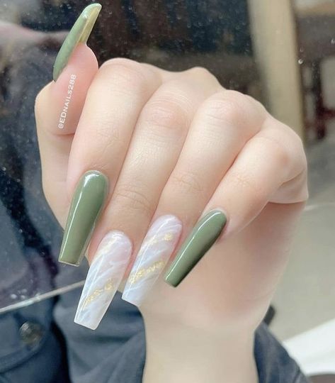 Olive Green Nails, Olive Nails, Nails Tutorial, Tapered Square Nails, Square Nail Designs, Green Nail Designs, Purple Acrylic, Green Nail, Coffin Nails Long