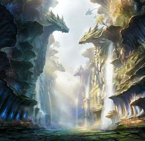 Game Landscape, Fantasy Background, Landscape Concept, 다크 판타지, Fantasy City, Fantasy Setting, Fantasy Places, Ancient City, Fantasy Art Landscapes