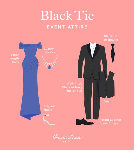 Essentially, black tie wedding attire still means formal. If your wedding involves a gorgeous cathedral, ballroom, or elegant dining room, a black-tie dress code may fit perfectly into this elegant aesthetic. Black Tie Wedding Dress, Tie Wedding Dress, White Tie Wedding, Black Tie Wedding Attire, Black Tie Dress Wedding, Wedding Dress Code, Creative Black Tie, White Tie Event, White Tie Dress