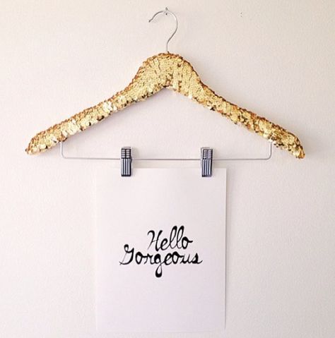 Sequined Hangers Sequin Hanger, Gold Sequin Shirt, Bridal Hangers, Hanger Clips, Sequin Shirt, Boutique Interior, Golden Girl, Hello Gorgeous, Hanging Art