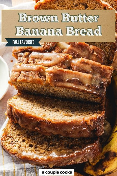 This Brown Butter Banana Bread is a rich, decadent twist on a classic! Topped with a salted caramel glaze, it’s a family favorite that’s sure to impress. Pop over to our site for the dessert recipe! Brown Butter Banana Bread With Cinnamon Maple Frosting, Banana Bread With Brown Butter, Banana Bread With Brown Butter Frosting, Brown Butter Banana Bread With Maple Glaze, Salted Caramel Glaze, Brown Butter Banana Bread, Cold Dip Recipes, Butter Banana Bread, Winter Salad Recipes