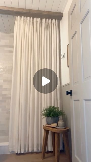 Ceiling Mounted Curtains, Tall Shower Curtains, Standing Shower, Diy Terrarium, Ceiling Curtains, Bathroom Ceiling, Curtain Track, Shower Rod, Bathroom Renos