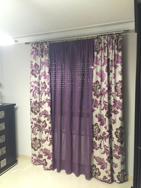 Simple Dressing Table Designs, Purple Curtains Bedroom, Simple Dressing Table, Curtains Design, Fabric Curtains, Bungalow Style House Plans, Curtains Ideas, Purple Bedroom, Dressing Table Design