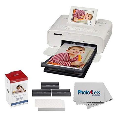 Amazon.com: Canon SELPHY CP1300 Compact Photo Printer (White) + Canon KP-108IN Color Ink and Paper Set + Photo4Less Cleaning Cloth �– Deluxe Printing Bundle: Electronics Canon Selphy, Portable Photo Printer, Wireless Printer, Best Printers, Edit Your Photos, Color Ink, Photo Printer, High Resolution Picture, Ac Power