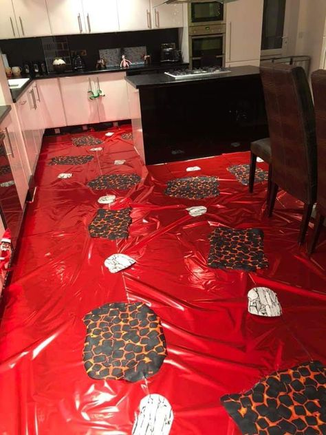 Floor Is Lava Decorations, Volcano Classroom Decoration, Floor Is Lava Classroom Transformation, Floor Is Lava Birthday Cake, Volcano Decoration Party Ideas, Floor Is Lava Game For Kids, The Floor Is Lava Birthday Party, Floor Is Lava Obstacle Course, Lava Birthday Party