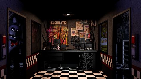 Fnaf 1 Office, Phineas And Ferb Memes, Security Room, Trans Day Of Visibility, Fnaf Crafts, Office Background, Office Wallpaper, Collage Book, Fnaf 1