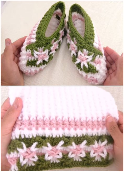 Crochet Shoes Pattern Free, Crochet Diys, Stitch Slippers, Aesthetic Crochet Patterns, Crochet Patterns Ideas, Crazy Crochet, Flower Slippers, Flower Stitch, Yarn Patterns