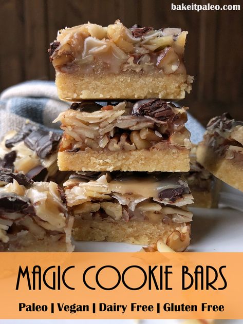 Almond Flour Shortbread Crust, Cookie Bars Gluten Free, Gluten Free Christmas Baking, Dessert Bars Recipes Easy, Bars Gluten Free, Cookie Bars Easy, Vegan Paleo Recipes, Magic Cookie Bars, Paleo Cookies