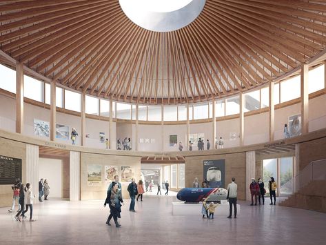 Circle Library Architecture, Museum Design Concept Architecture, Round Auditorium, Museum Design Architecture, Museum Atrium, Circle Structure, Feilden Fowles, Hall Architecture, Museum Building