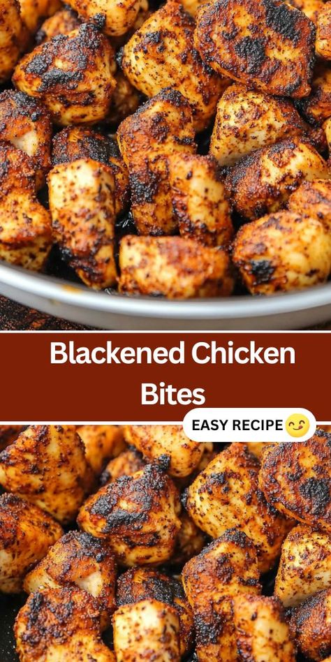 Chicken Bites refer to small, bite-sized pieces of chicken, often seasoned and cooked until tender and juicy. They’re easy to make and can be flavored with a variety of spices and herbs. In this recipe, the chicken is coated in a flavorful spice mix and cooked to create a delicious blackened crust. Blackened Chicken Bites are ideal as an appetizer, a quick lunch, or a tasty dinner. Blackened Chicken Bites, Crock Pot Chicken Bites, Grilled Chicken Bites Recipes, Airfryer Chicken Bites, Grilled Chicken Bites, Cajun Chicken Bites, Blackened Chicken Seasoning, Boneless Chicken Bites, Air Fryer Chicken Bites