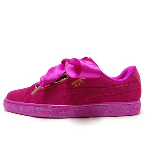 Puma Suede Heart Satin Sneakers/Shoes Puma Sneakers Womens Outfit, Puma Sneakers Womens, Pink Puma Sneakers, Satin Sneakers, Girls Outfit Ideas, Pink Pumas, Womens Outfit, Funky Shoes, Sneakers Womens