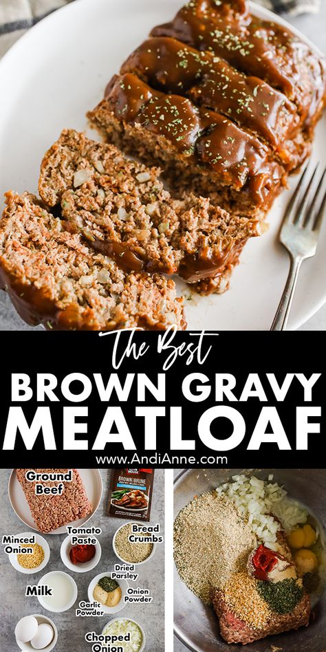 This perfectly seasoned meatloaf with brown gravy is baked with a crispy outer layer then drizzled with savory brown gravy just before serving. Southern Lady Cooks Brown Sugar Meatloaf, Recipes With Brown Gravy Packet, Brown Gravy Dinner Ideas, Biscuits And Brown Gravy, Meatloaf With Onion Gravy, Best Brown Gravy Meatloaf Recipes, Meatloaf Brown Gravy Recipes, Crockpot Meatloaf With Gravy, Meatloaf With Gravy Recipes Easy