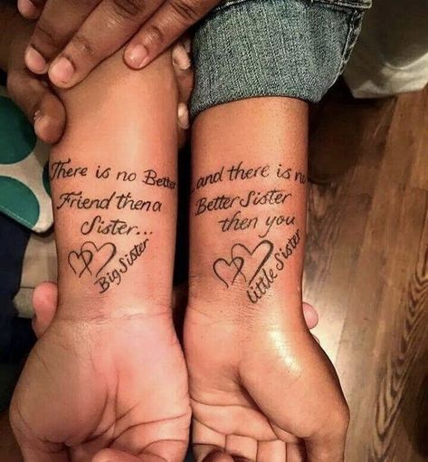 Sister Tattoos Quotes, Tattoo Ideas Black, Cute Sister Tattoos, Sister Tattoo Ideas, Cousin Tattoos, Sister Tattoo Designs, Sisters Tattoo, Matching Sister Tattoos, Hand Tattoos For Girls