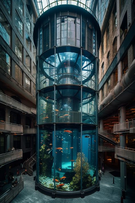 Cool Home Aquariums, Aquarium Exterior, Giant Fish Tank, Aquarium Entrance, Aquarium Interior, Giant Aquarium, Aquarium Building, Lisbon Aquarium, Museum Lobby