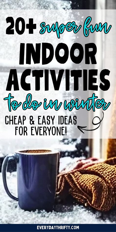 Looking for ways to beat winter boredom? This blog post offers 20 indoor winter activities perfect for kids, teens, and families! From DIY paint sessions to living room campouts, these fun winter activities are budget-friendly and ideal for cozy days. Perfect for a winter bucket list or no spend activities that everyone can enjoy together. Try these creative ideas for a memorable season! Winter Babysitting Activities, Inside Winter Activities For Kids, January With Kids, Indoor Winter Activities For Adults, Fun Snow Day Activities For Kids, Things To Do With Family At Home, Winter Kids Activities Indoor, Winter Fun Ideas, January Activity Ideas For Seniors