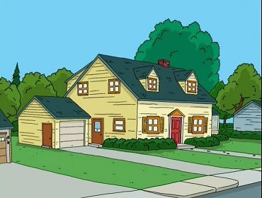 Mr. and Mrs. Peter and Lois Griffin Residence Peter And Lois Griffin, Family Guy House, Board Drawing Ideas, Family Guy Cartoon, Cartoon Houses, Lois Griffin, Baseball Wallpaper, Sims 4 Build Ideas, Board Drawing