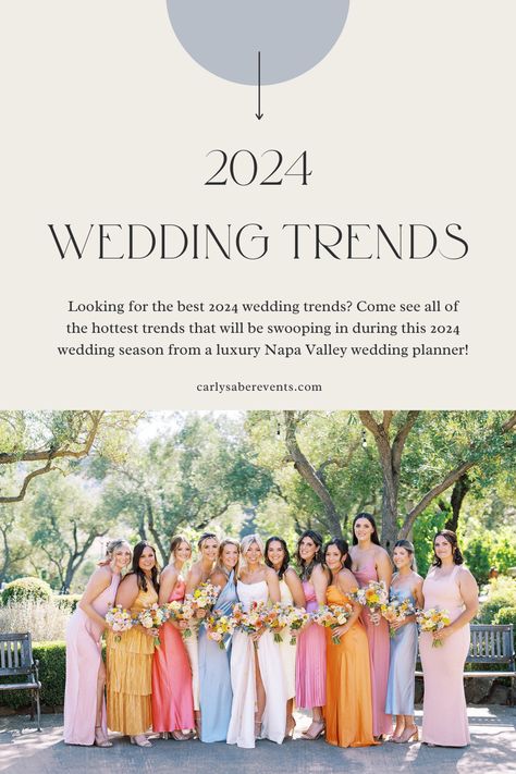 2024 Wedding Trends | Sonoma County Weddings | Luxury Sonoma Wedding Planner | Looking for 2024 wedding trends for your luxury wedding in Sonoma or Napa Valley? Come see the trends on the blog and get inspired by more 2024 wedding hair trends, 2024 wedding dresses, 2024 wedding décor trends, and 2024 wedding trends color schemes! Book Carly Saber Events for your luxury Sonoma or Napa Valley wedding planning at carlysaberevents.com! Wedding Trend 2024, 2024 Wedding Color Trends, Wedding Trends For 2024, 2024 Wedding Trends Color Schemes, Wedding 2024, 2024 Wedding, Wedding 2024 Trends, Wedding Trends 2024, 2024 Wedding Trends