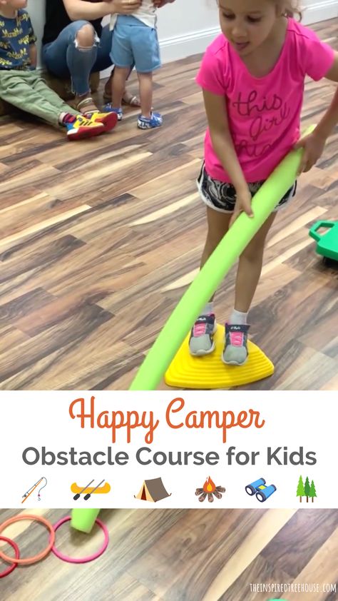 Summer Obstacle Course For Kids, Bear Hunt Obstacle Course, Camping Theme Gross Motor Activities, Summer Camp Obstacle Course, Camping Theme Fine Motor Activities, Great Outdoors Theme Preschool, Gross Motor Obstacle Course, Camping Gross Motor Activities For Preschool, Preschool Activities Camping