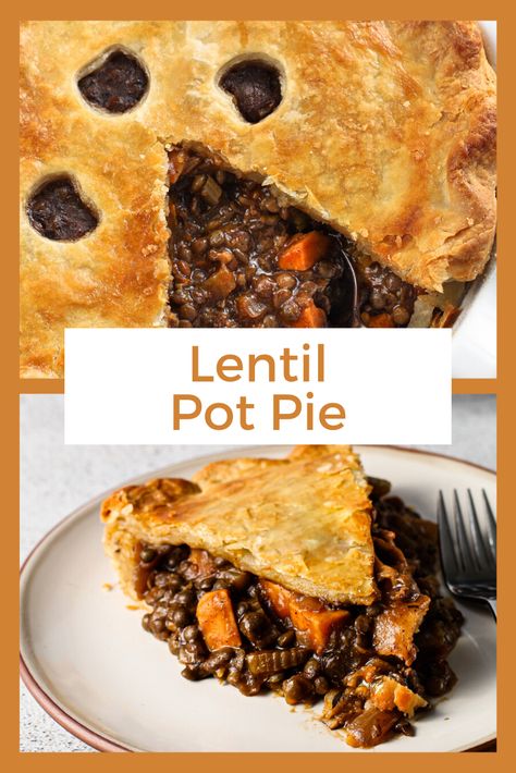 Lentil Pot Pie, Vegan Mushroom Pie, Mushroom Sweet Potato Recipes, Savory Pie Recipes Vegetarian, Vegan Pie Savoury, Lentil Pie, Lentils Mushrooms, Vegetarian Pie Recipes, Christmas Vegetarian