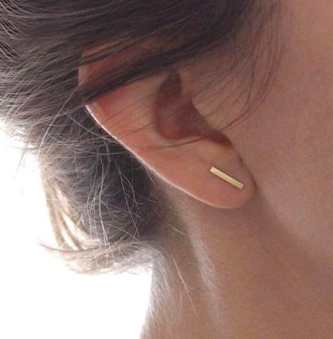 Ear Pins Earrings, Ear Bar, Gold Bar Earrings Studs, Line Earrings, Pebble Jewelry, Gold Bar Earrings, Minimalist Earrings Studs, Hammered Hoop Earrings, Minimal Earrings