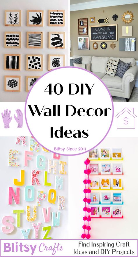 40 DIY Wall Decor Ideas Diy Office Wall Decor, Easy Diy Wall Art Ideas, Vinyl Decor Ideas Wall, Diy Trendy Wall Art, Vinyl Decor Ideas, Wall Decorations Diy, Diy Wall Decor Ideas, Family Room Wall Decor, Diy Photo Wall