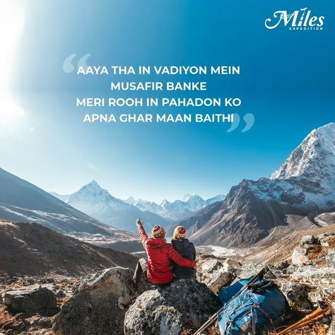 Trek Quotes Mountain, Mountains Travel Quotes, Shayri On Mountains In Hindi, Shayari On Travelling, Caption For Nature Lover, Caption For Travel Pictures Mountain, Nature Mountain Quotes, Quotes For Mountain Pictures, Missing Mountains Captions