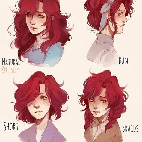 Tap your fav hair style! HER HAIR IS MESSY NO MATTER WHAT! Tried doing a sorta hairstyle challenge on my oc Adilene..no not a real challenge but maybe it should be, it was really fun! Btw its kinda inconsistent here bc im just experimenting with painting digitally.  #digitalart #كلنا_رسامين #pandastrophic_oc #artistic_unity_ #relseiy_ocs Short Hair Drawing, Pelo Anime, Character Design Cartoon, Drawing Hair, Hair Sketch, Drawing Style, Anime Book, Kandy, Hair Reference