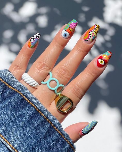 Hippie Nails, Sassy Nails, Nails Art Designs, Nails Desing, Funky Nails, Dream Nails, Chic Nails, Dope Nails, Best Acrylic Nails