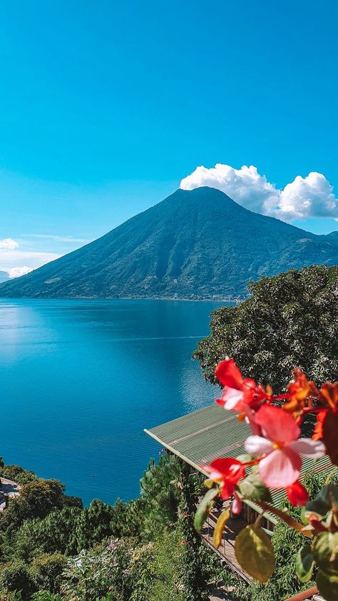 Photo of a lake with a volcano in the background Yoga Platform, Salsa Lessons, Lake Atitlan Guatemala, Vision Board Party, Eagle Nest, Eco Resort, Lake Atitlan, Ancient Mayan, Relaxing Day