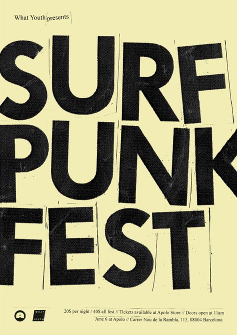 Surf Punk Fest on Behance Punk Logos, Typography 2023, Punk Typography, Punk Font, Surf Punk, Punk Logo, Vintage Tshirt Design, Rock Fest, 70s Punk