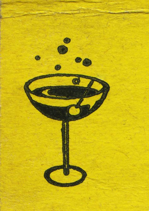 Cocktail Illustration, Label Art, Matchbox Label, Matchbook Art, Comic Panels, Retro Illustration, Mellow Yellow, Cheer Up, Vintage Graphics