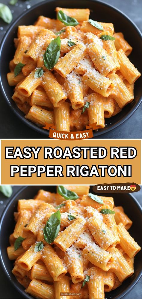 Roasted red pepper rigatoni pasta is a new vision of the standard dish. If you are bored with regular pasta with mayo and ketchup, then this recipe is for you. Pasta With Roasted Red Peppers, Roasted Red Pepper Rigatoni, Red Pepper Rigatoni, Roasted Red Pepper Pasta Sauce, Rigatoni Pasta Recipes, Rigatoni Recipes, Baked Rigatoni, Roasted Red Pepper Pasta, Red Pepper Pasta